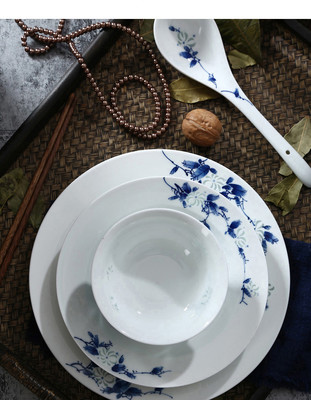 富玉陶瓷 景德鎮手繪青花玲瓏餐具套裝——中式餐桌雅韻與商務禮贈之選
