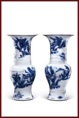 青花山水人物圖花觚的鑒定、交易與市場走勢